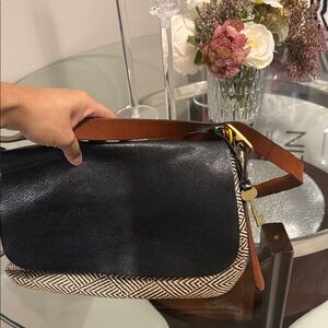 Fossil Black and Tan Crossbody Bag